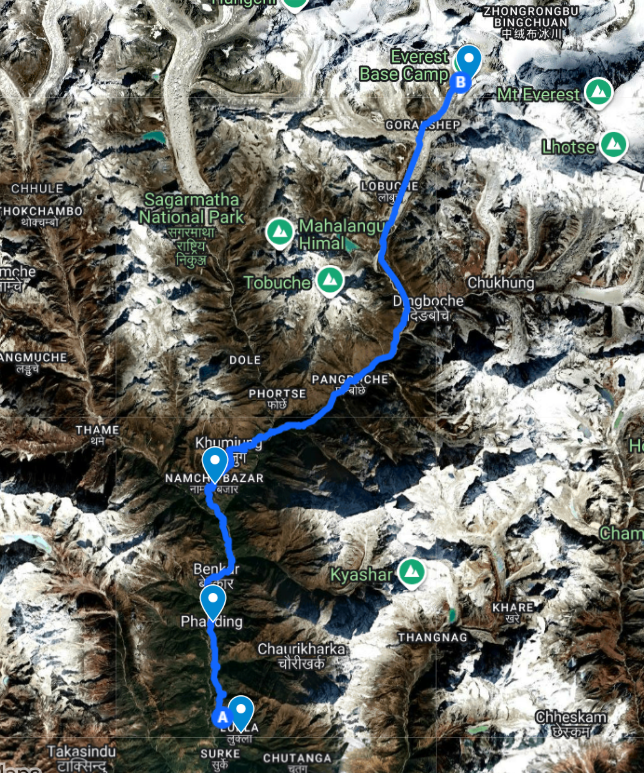 Map Of Everest Base Camp Trek